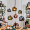 Koyoto hanging light, globe light, pendant light blue, gold, green, coppery, 6-light sources