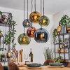 Koyoto hanging light, globe light, pendant light blue, gold, green, coppery, 6-light sources