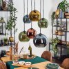 Koyoto hanging light, globe light, pendant light blue, gold, green, coppery, 6-light sources
