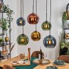 Koyoto hanging light, globe light, pendant light blue, gold, green, coppery, 6-light sources