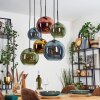 Koyoto hanging light, globe light, pendant light blue, gold, green, coppery, 6-light sources