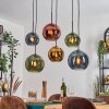Koyoto hanging light, globe light, pendant light blue, gold, green, coppery, 6-light sources
