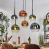 Koyoto hanging light, globe light, pendant light blue, gold, green, clear, coppery, 6-light sources