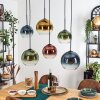 Koyoto hanging light, globe light, pendant light blue, gold, green, clear, coppery, 6-light sources