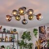 Gastor ceiling light, globe light 87 cm blue, green, clear, coppery, 8-light sources
