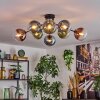 Gastor ceiling light, globe light 87 cm blue, green, clear, coppery, 8-light sources