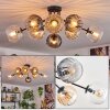 Koyoto ceiling light, globe light 85 cm Amber, clear, Smoke-coloured, 8-light sources