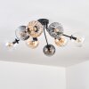 Koyoto ceiling light, globe light 85 cm Amber, clear, Smoke-coloured, 8-light sources