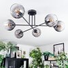 Koyoto ceiling light, globe light 78 cm clear, Smoke-coloured, 6-light sources