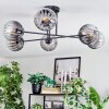Koyoto ceiling light, globe light 78 cm clear, Smoke-coloured, 6-light sources