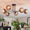 Koyoto ceiling light, globe light 78 cm clear, Smoke-coloured, 6-light sources