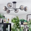 Koyoto ceiling light, globe light 78 cm clear, Smoke-coloured, 6-light sources