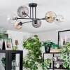 Koyoto ceiling light, globe light 78 cm Amber, clear, Smoke-coloured, 6-light sources
