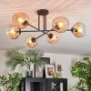 Koyoto ceiling light, globe light 78 cm Amber, clear, 6-light sources