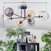Koyoto ceiling light, globe light 78 cm Amber, clear, Smoke-coloured, 6-light sources