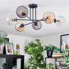 Koyoto ceiling light, globe light 78 cm Amber, clear, Smoke-coloured, 6-light sources