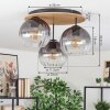 Koyoto ceiling light, globe light Ecru, black, 3-light sources