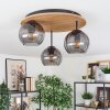 Koyoto ceiling light, globe light Ecru, black, 3-light sources