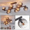 Koyoto ceiling light, globe light clear, Smoke-coloured, 10-light sources