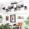 Koyoto ceiling light, globe light clear, Smoke-coloured, 10-light sources