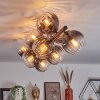 Koyoto ceiling light, globe light clear, Smoke-coloured, 10-light sources
