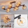 Koyoto ceiling light, globe light Amber, clear, 10-light sources