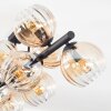 Koyoto ceiling light, globe light Amber, clear, 10-light sources
