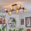 Koyoto ceiling light, globe light Amber, clear, 10-light sources