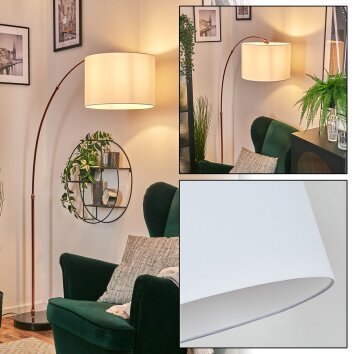 Bassagoda floor lamp, Arch lamps copper, black, 1-light source, Fabric shade