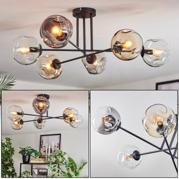 Ripoll ceiling light, globe light Amber, clear, Smoke-coloured, 6-light sources