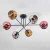 Ripoll ceiling light, globe light chrome, gold, coppery, Smoke-coloured, 6-light sources