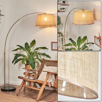 Sabadim floor lamp, Arch lamps brass, black, 1-light source, Fabric lampshade