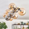 Gastor ceiling light, globe light gold, black, 10-light sources
