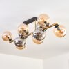 Gastor ceiling light, globe light gold, black, 10-light sources