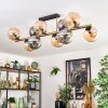 Gastor ceiling light, globe light gold, black, 10-light sources