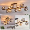Gastor ceiling light, globe light gold, black, 10-light sources
