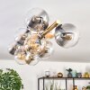 Gastor ceiling light, globe light gold, black, 10-light sources