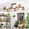 Gastor ceiling light, globe light gold, black, 10-light sources