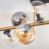 Gastor ceiling light, globe light gold, black, 10-light sources