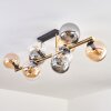Gastor ceiling light, globe light gold, black, 10-light sources