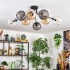 Koyoto ceiling light, globe light 85 cm Amber, clear, Smoke-coloured, 8-light sources