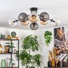 Koyoto ceiling light, globe light 85 cm Amber, clear, Smoke-coloured, 8-light sources
