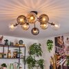 Koyoto ceiling light, globe light 85 cm Amber, clear, Smoke-coloured, 8-light sources