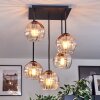 Koyoto ceiling light, globe light Amber, clear, 5-light sources