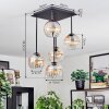 Koyoto ceiling light, globe light Amber, clear, 5-light sources