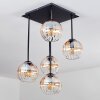 Koyoto ceiling light, globe light Amber, clear, 5-light sources