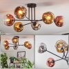 Ripoll ceiling light, globe light chrome, gold, clear, coppery, Smoke-coloured, 6-light sources