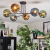 Ripoll ceiling light, globe light blue, gold, green, 6-light sources
