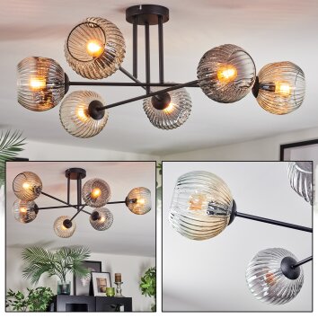 Ripoll ceiling light, globe light Amber, clear, Smoke-coloured, 6-light sources