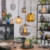 Ripoll hanging light, globe light, Cluster pendant lamp Amber, chrome, gold, Smoke-coloured, 4-light sources
